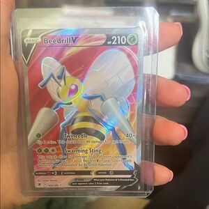 Pokemon Beedrill V Card - Red, Green, Silver